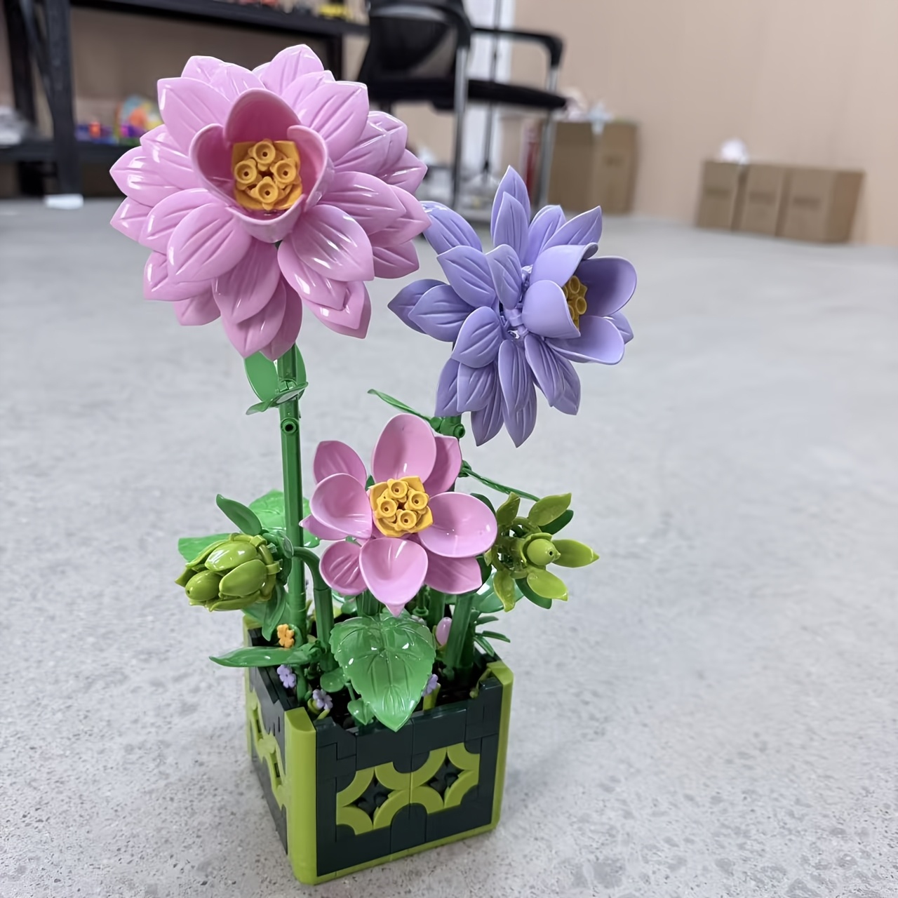 Creative Dahlia Potted Plant Building Block Set